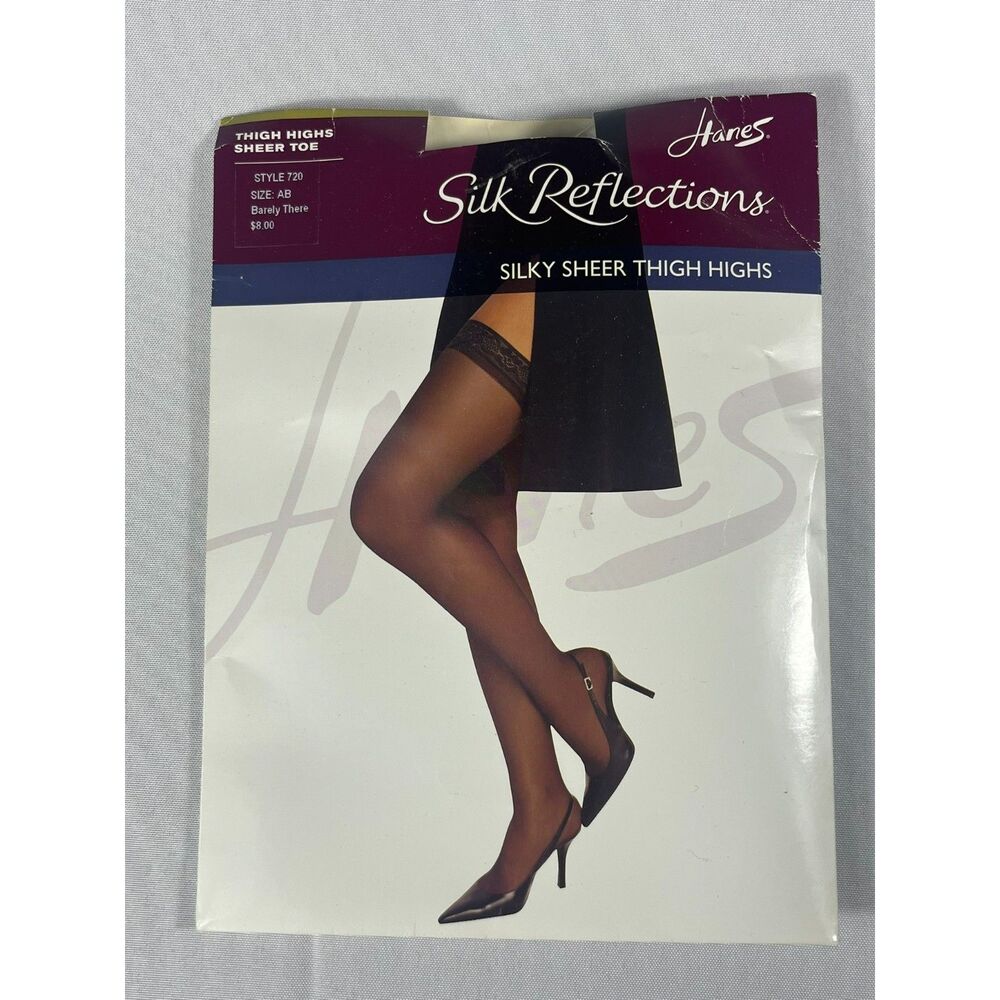 VTG Hanes Silk Reflections Silky Sheer Thigh Highs 720 Barely There AB